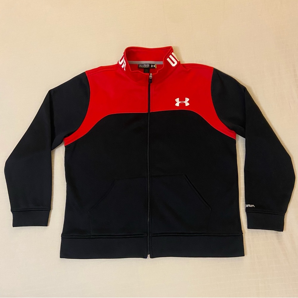 Under Armour Red and Black Zip-Up Active Jacket sz YXL